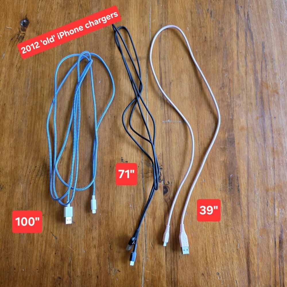 Iphone Charger Cables X3 Various Lengths, 2012 Version